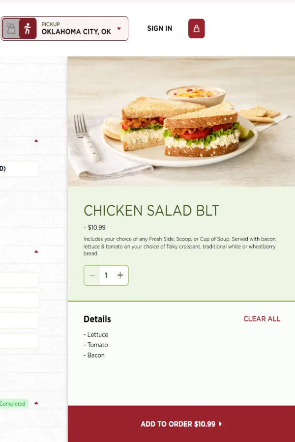 How to OrderChicken Salad BLT