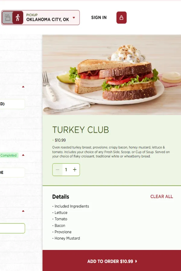 How to order Turkey Club