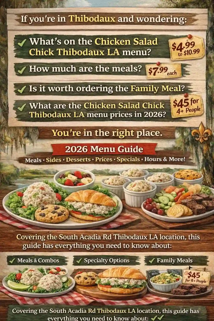 Whats on the chicken salad chick thibodaux la menu